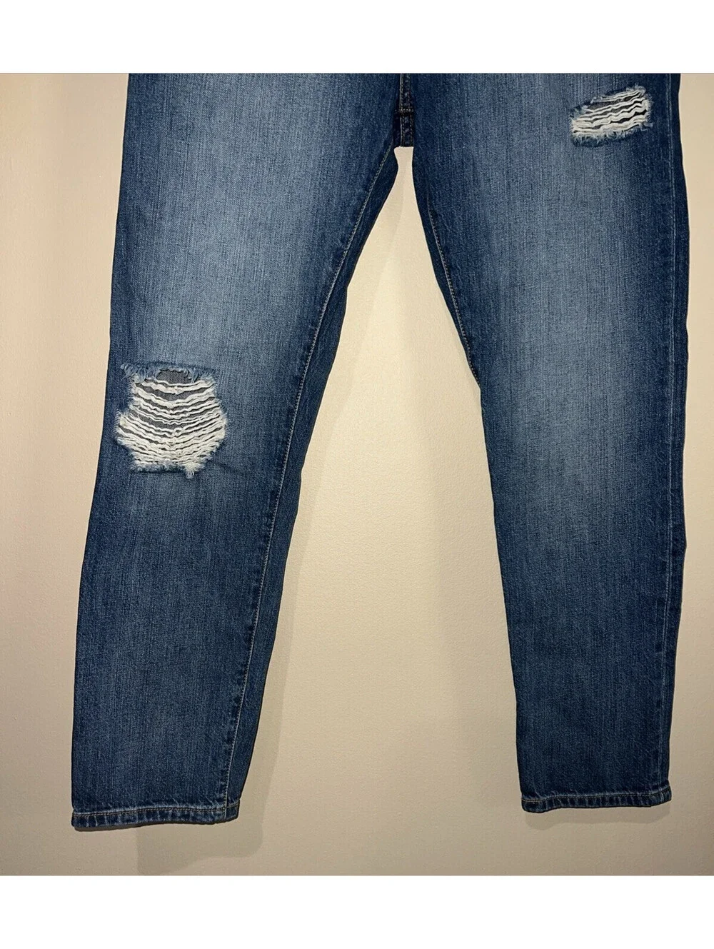 Levi's Buttonfly 501 Straight Leg Distressed Medium Wash Denim-  W28